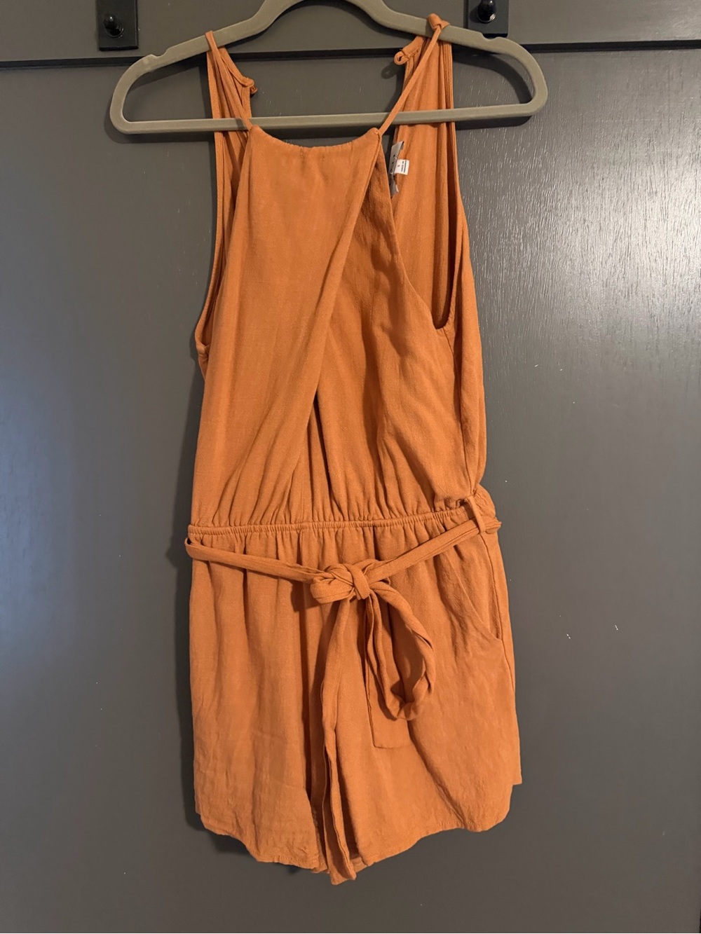 Burnt Orange Sleeveless linen Romper